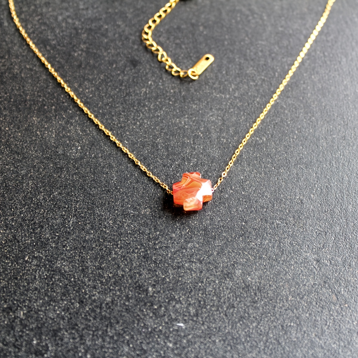 Women's Vintage Natural Agate Cross Necklace